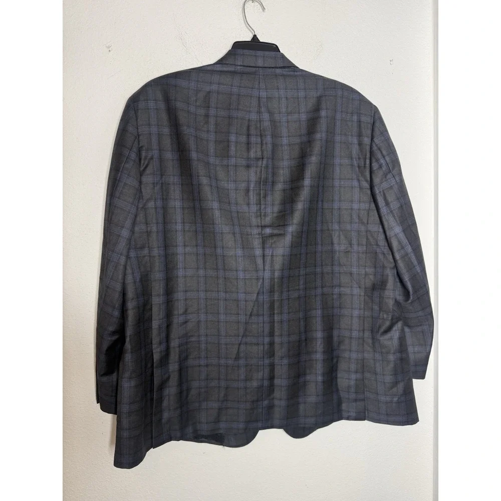 Samuelsohn Blazer Plaid Blue Black SB Garner Men 50 R Windowpane Sport Coat